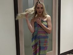 Cum-thirsty teen Lily Larimar joins stepdad in the shower added to sucks his big cock